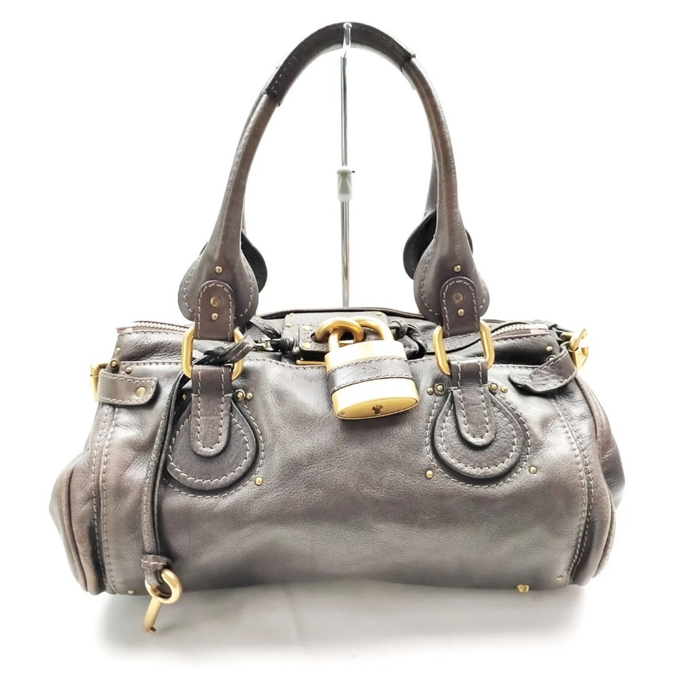 Chloe Hand Bag Gray Leather